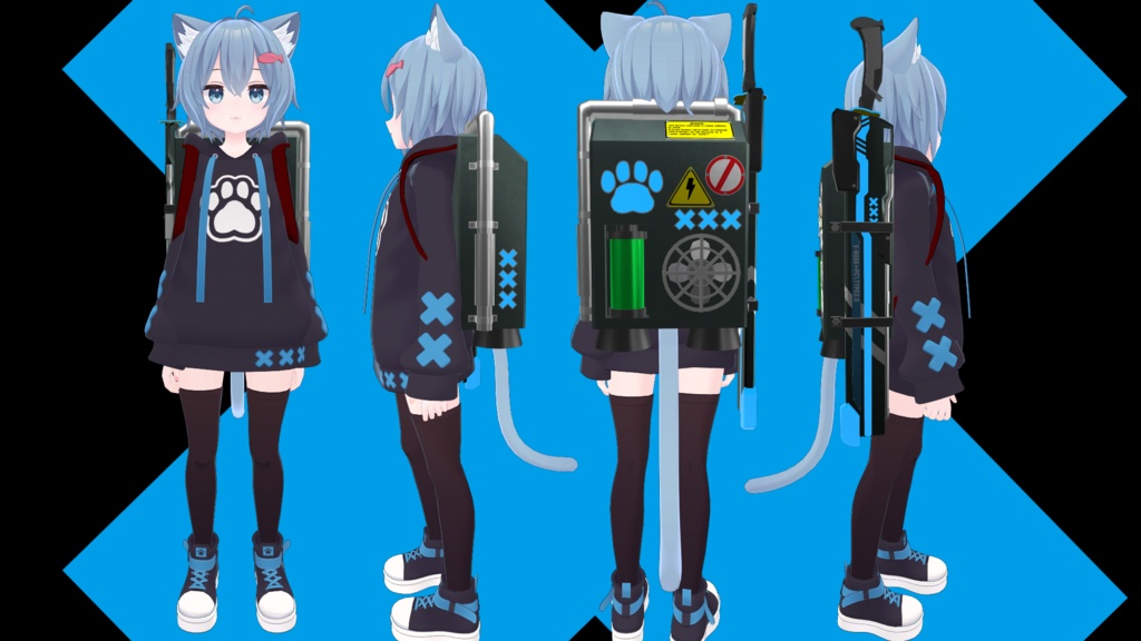 【VRChat想定】ラスクモチーフエネルギーバックパック(刀は別売りです。)