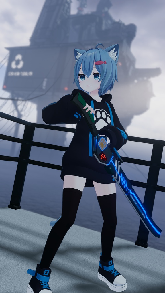 【VRChat想定】ラスクサイバーモチーフ刀 Ver3.0