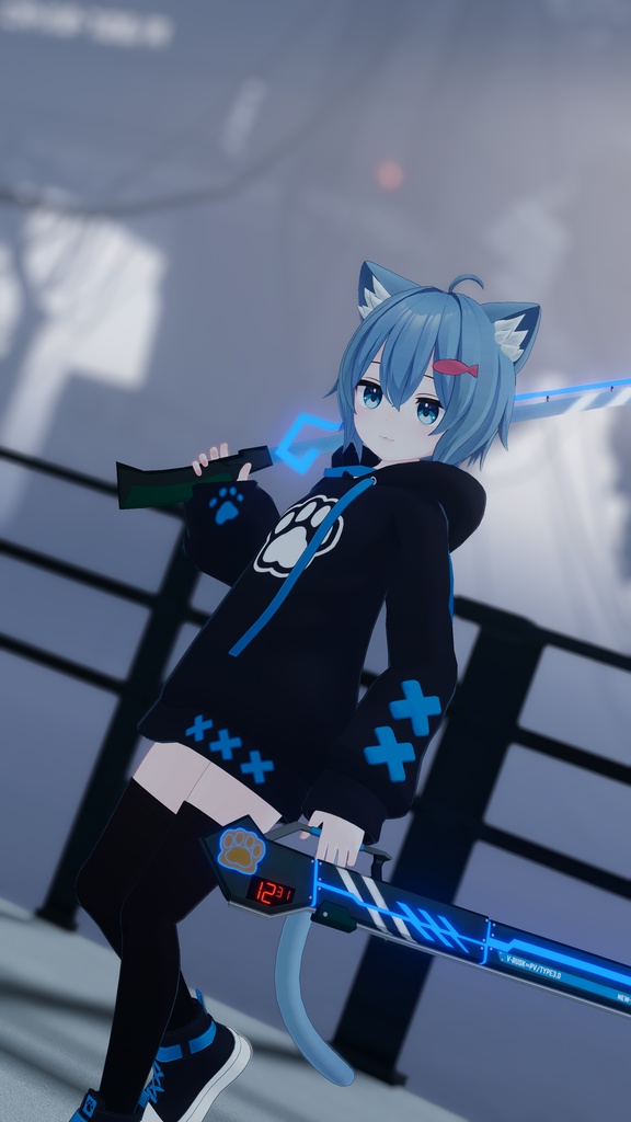 【VRChat想定】ラスクサイバーモチーフ刀 Ver3.0