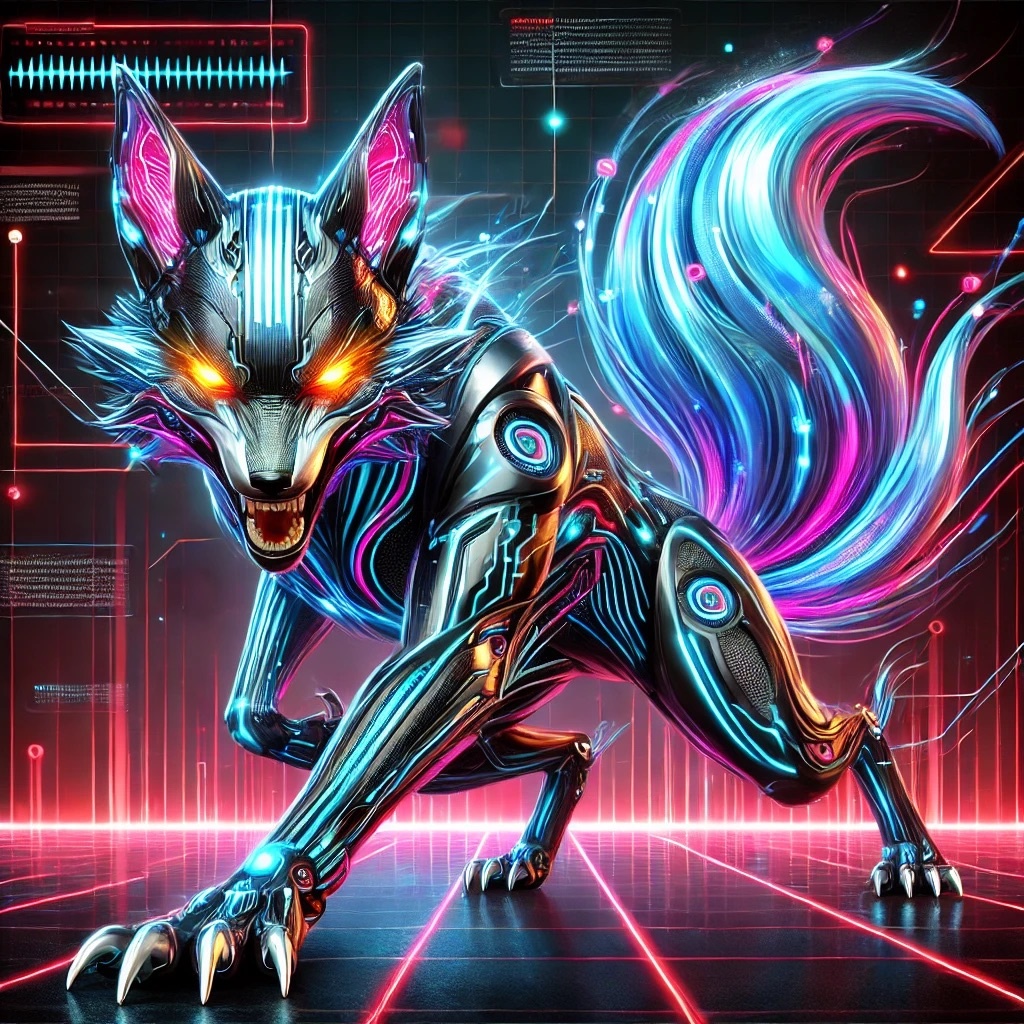 【デジタルアート素材】Cyber Foxes Collection Vol.1|高解像度サイバーフォックス4枚セット(印刷・壁紙OK)