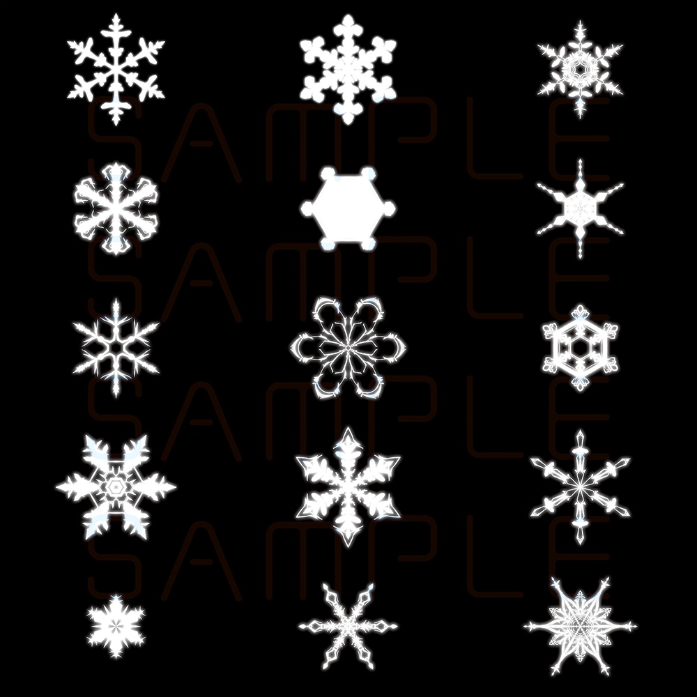 【ズボラ向け】雪の結晶エフェクトテクスチャ - Snowflake Effect Textures set【15枚入り】