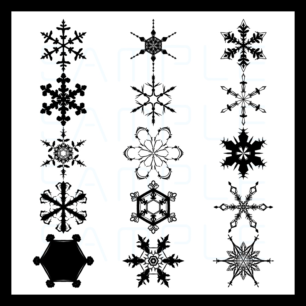 装飾】雪の結晶素材セット - Snowflake Material set【15種類