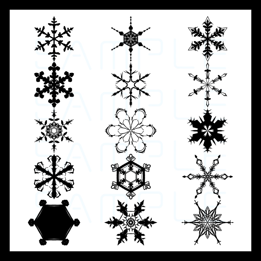 【装飾】雪の結晶素材セット - Snowflake Material set【15種類】