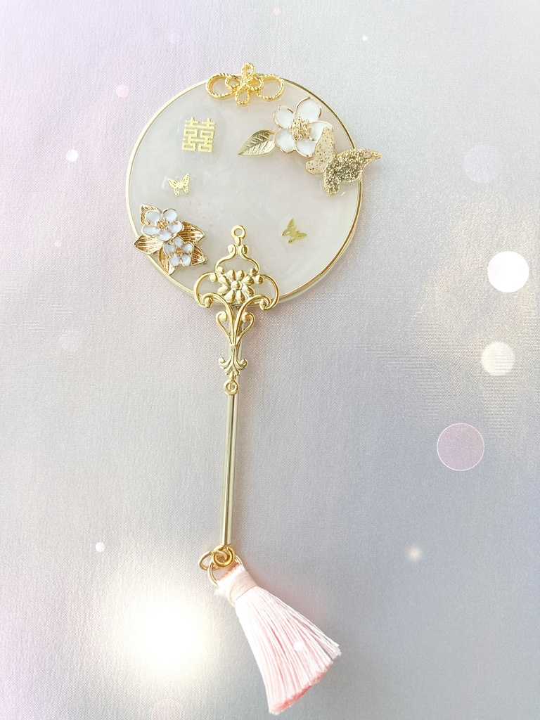 中華団扇(花と蝶)