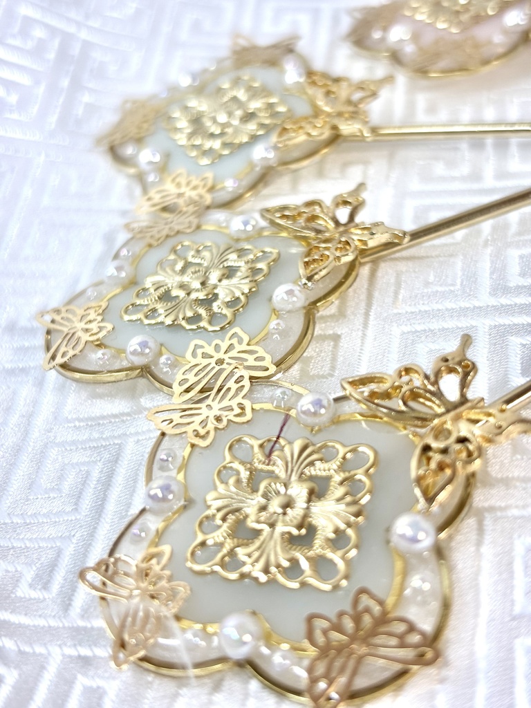 中華団扇(四葉・水色)