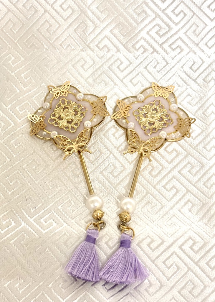 中華団扇(四葉・紫)