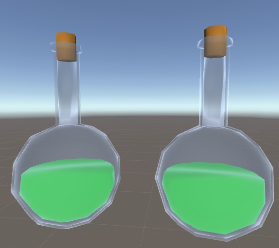 ローポリの丸底フラスコ(水平を保つ中身入り、三角面474くらい)v1&v2