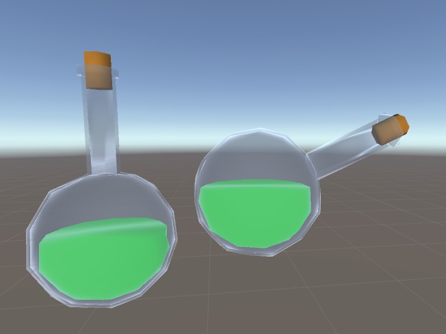 ローポリの丸底フラスコ(水平を保つ中身入り、三角面474くらい)v1&v2