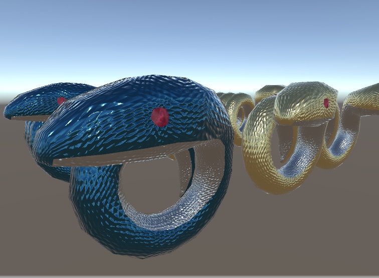 蛇モチーフの指輪・腕輪(三角面630、三角面1142)