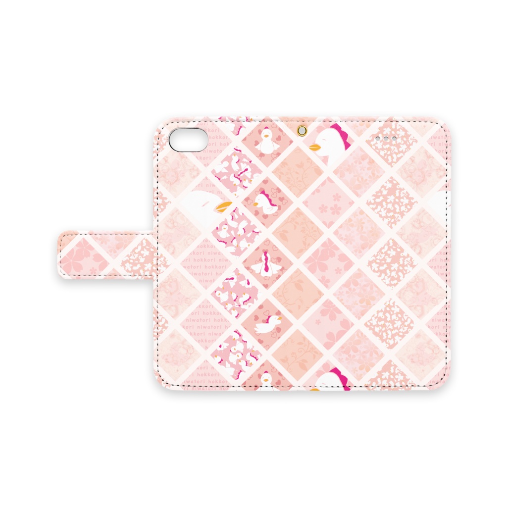 にわとり手帳型iPhoneケース(桜ピンク)