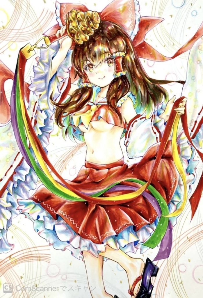 手描きイラスト　博麗霊夢　東方project
