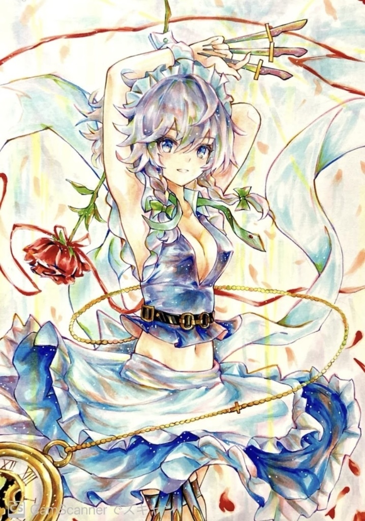 手描きイラスト　東方project 十六夜咲夜