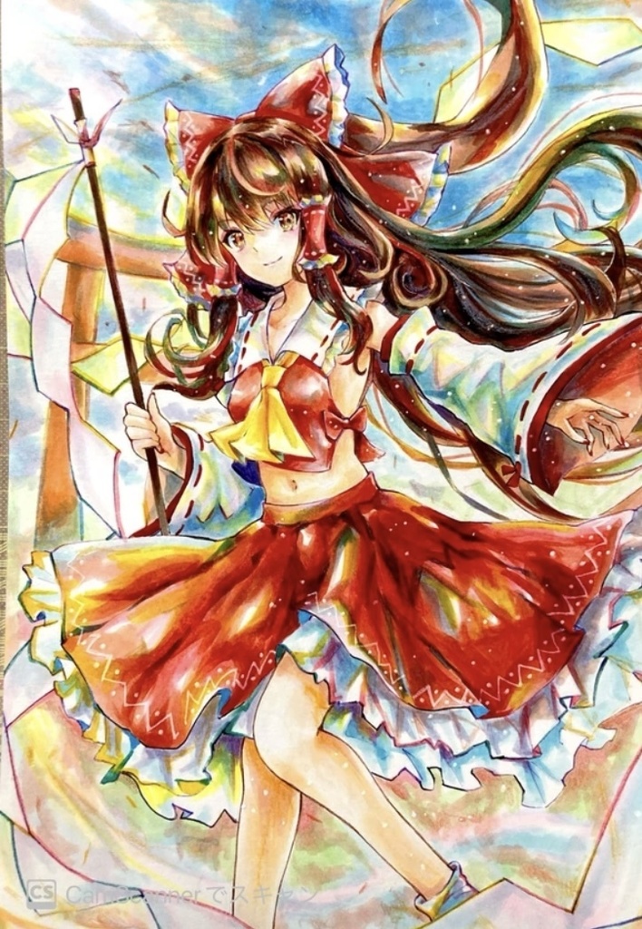 手描きイラスト　東方project 博麗霊夢