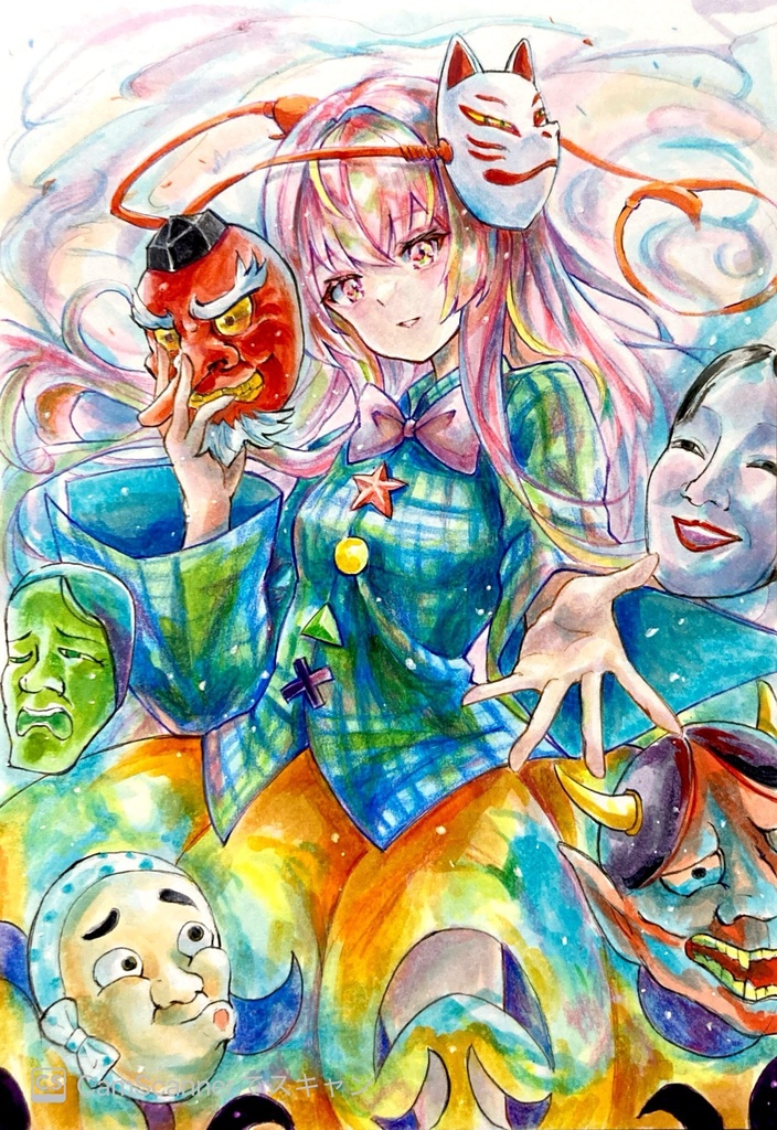 手描きイラスト　東方project 奏こころ　