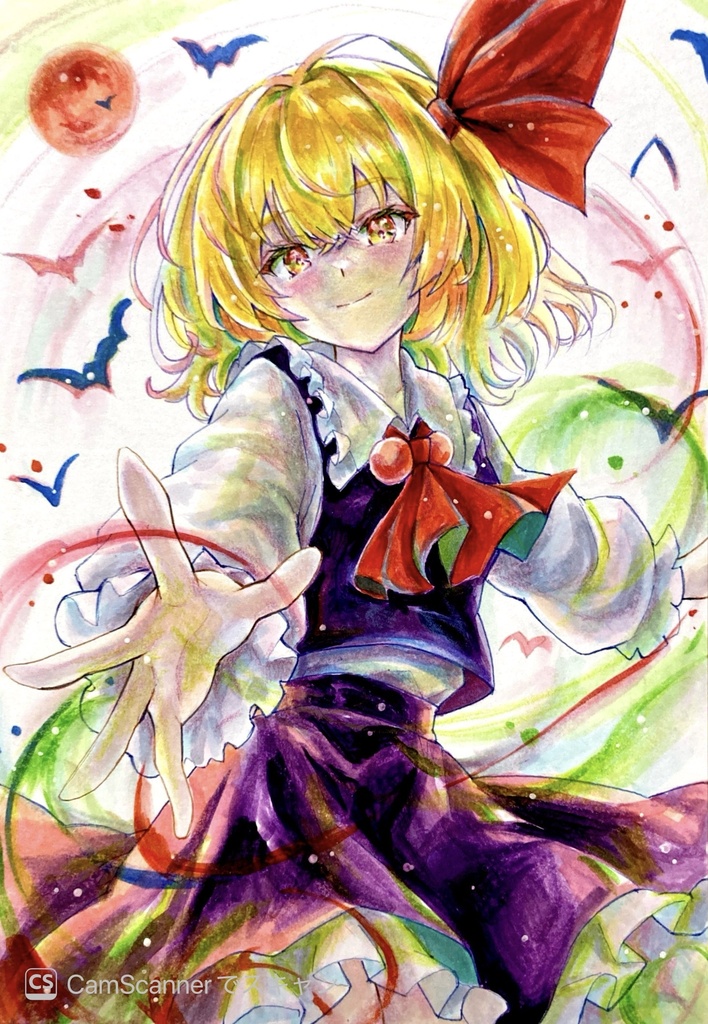 手描きイラスト　東方project ルーミア