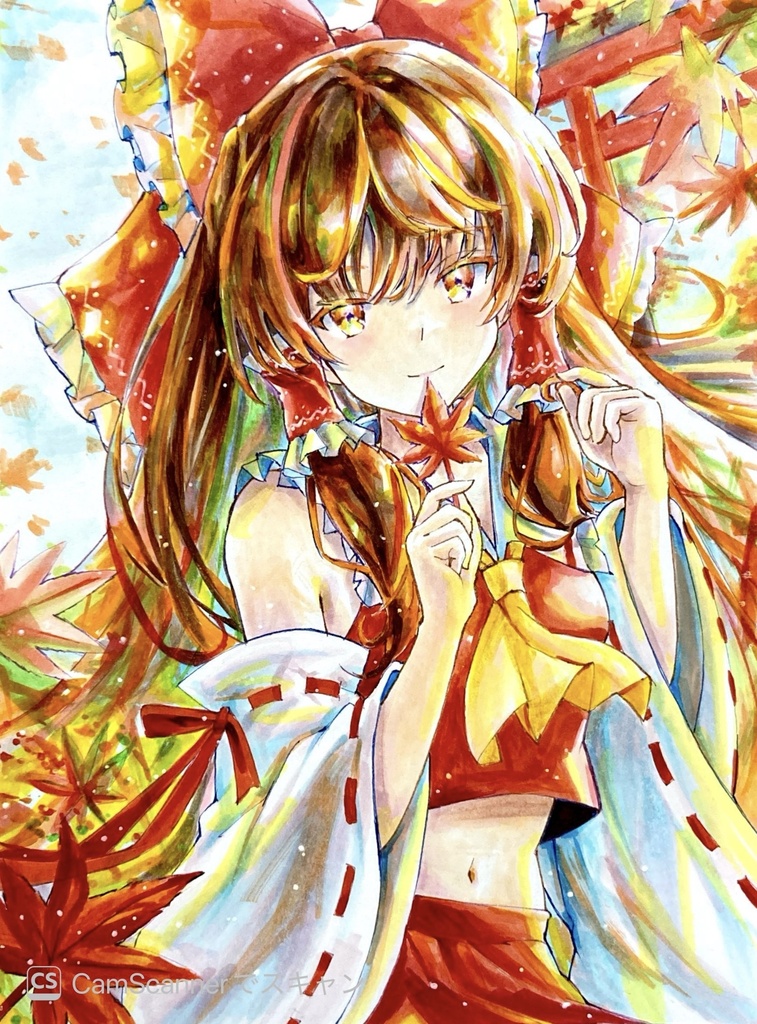 手描きイラスト　東方project 博麗霊夢
