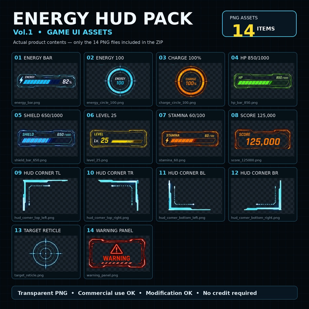 ENERGY HUD PACK Vol.1 - Game UI素材