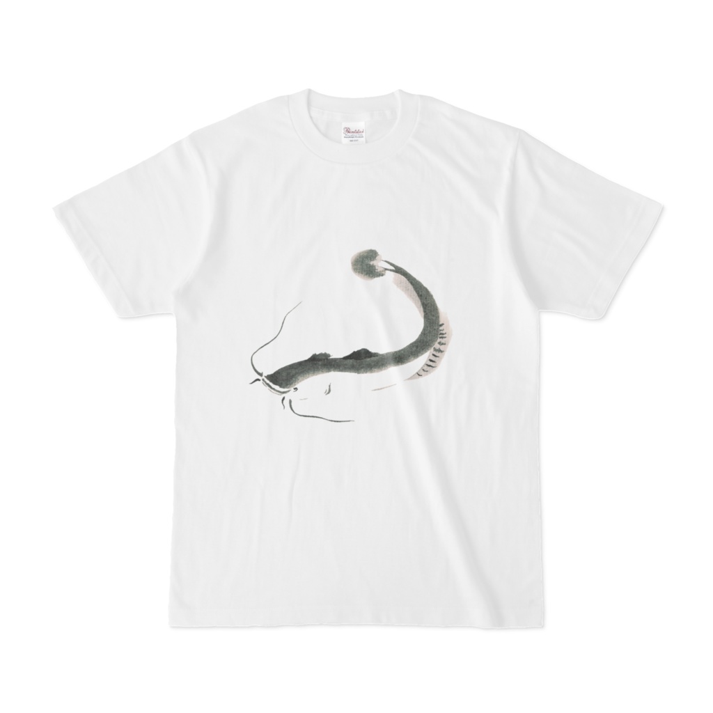 可愛いナマズの水墨画Tシャツ