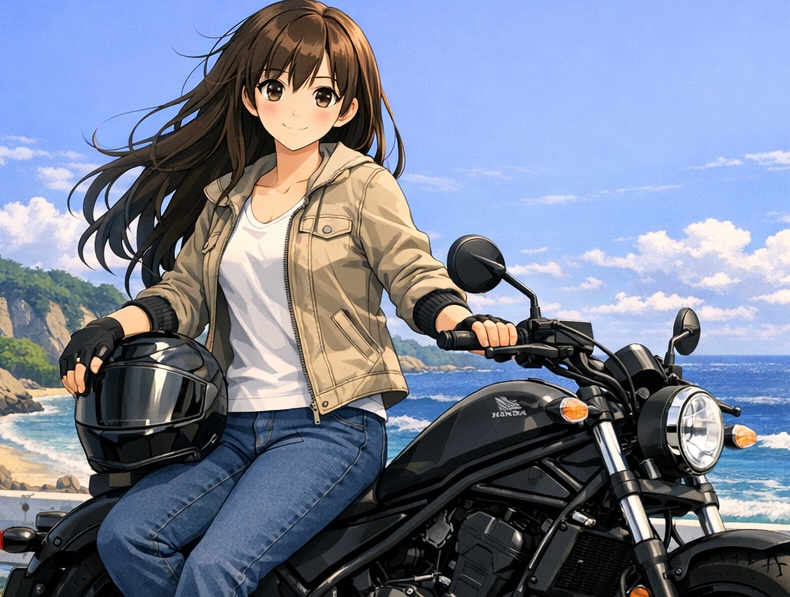 携帯壁紙汎用 バイク女子、Gixxer250、SF250、CB250R、Lebel250、Z250