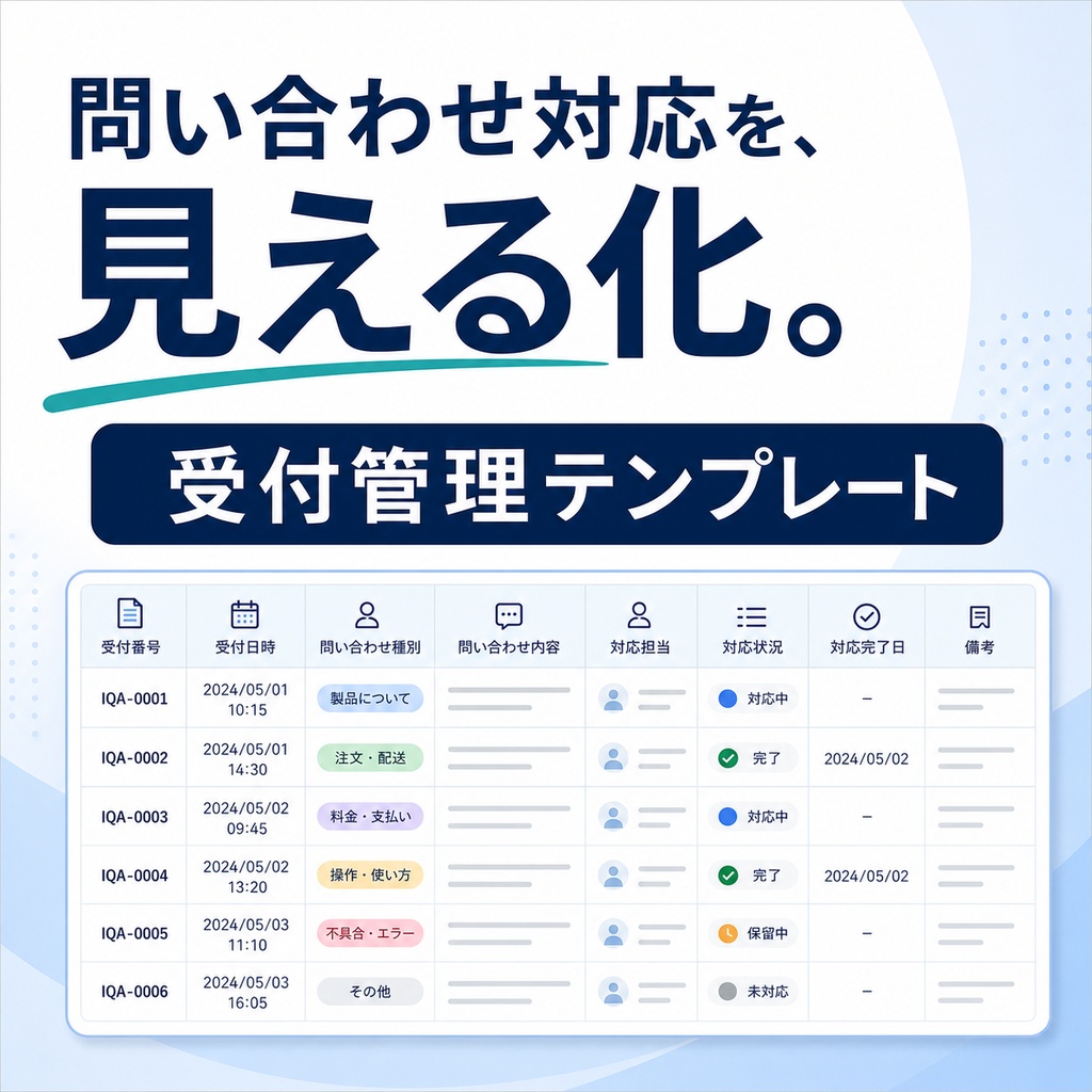 問い合わせ・予約の対応漏れ防止|受付後管理テンプレート【CSV・15問診断付き】