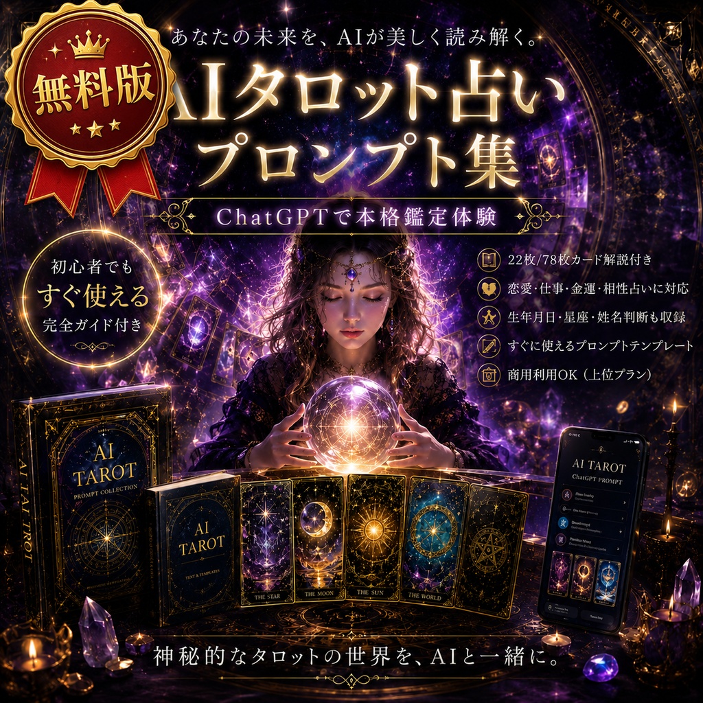 AIタロット占いプロンプト【無料・1枚引き体験版】ChatGPT対応