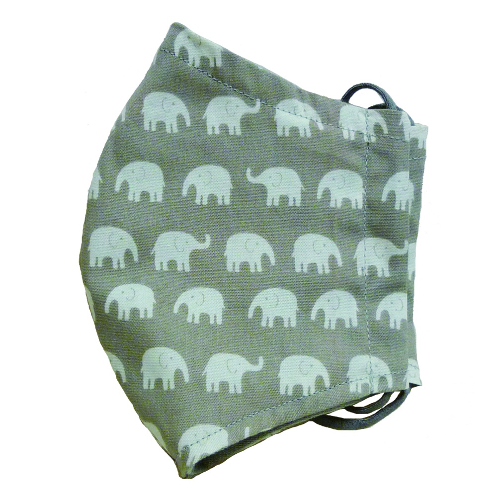 リモラブ風マスク 美々先生(ゾウ柄)グレージュ