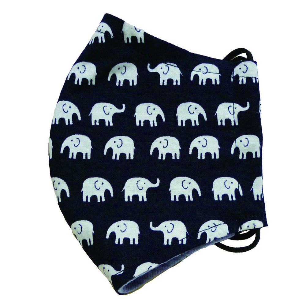 リモラブ風マスク 美々先生(ゾウ柄)紺色