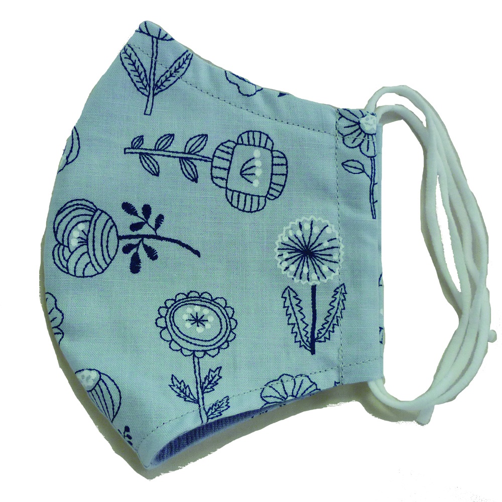 北欧柄マスク(薄いグレー・草花柄)
