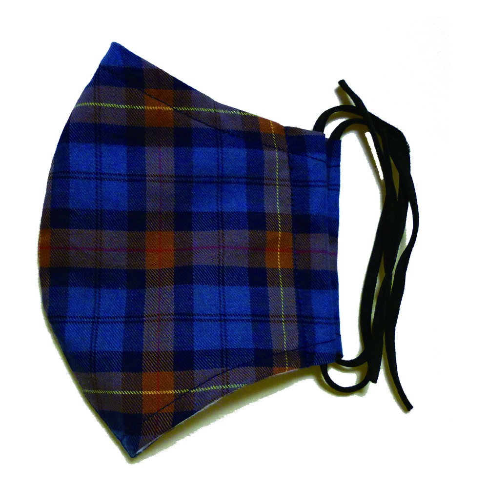 チェックマスク(ブルー×テラコッタ)