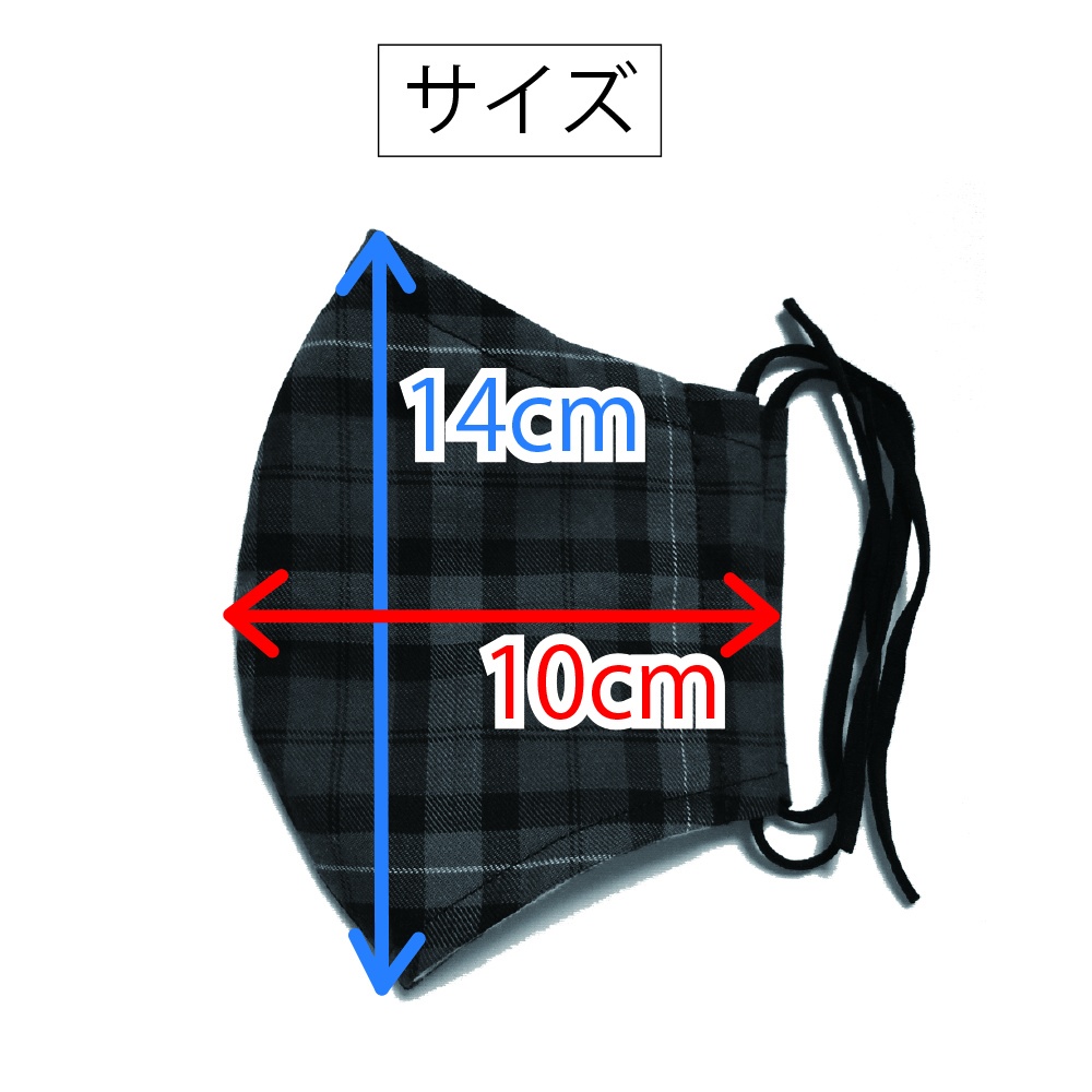 チェックマスク(ブルー×テラコッタ)