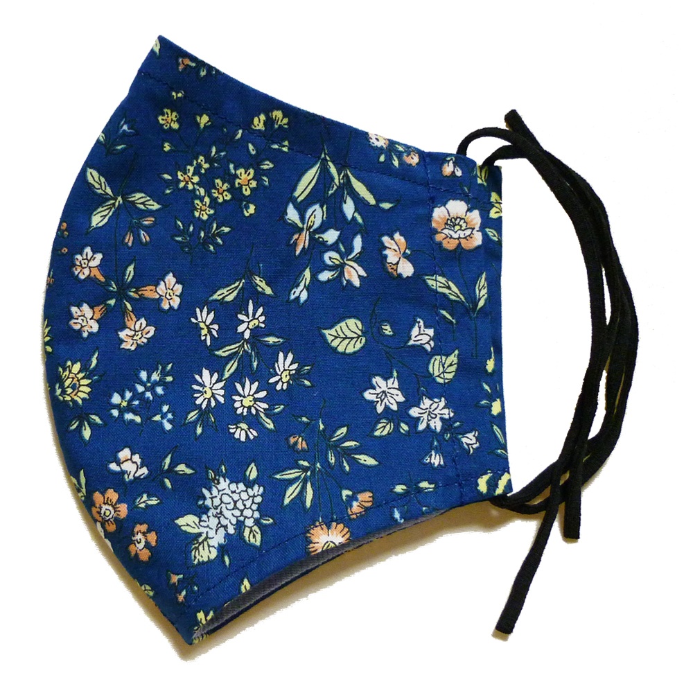 抗ウィルスマスク(紺・花柄)