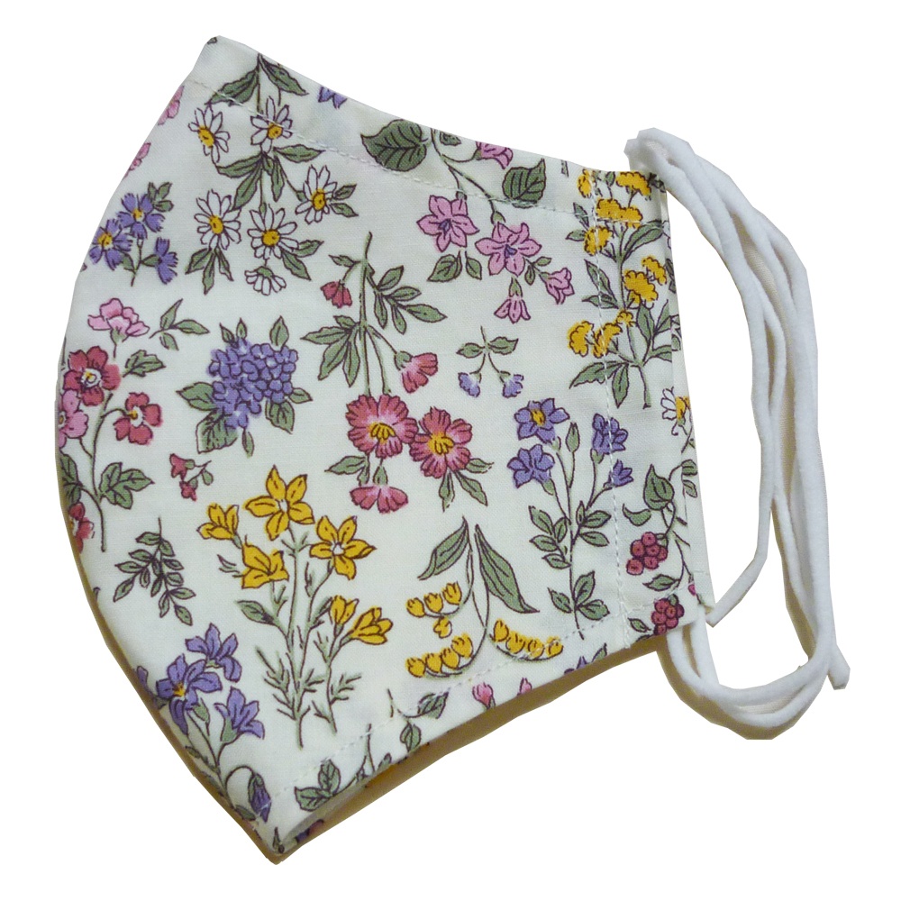 抗ウィルスマスク(白・花柄)