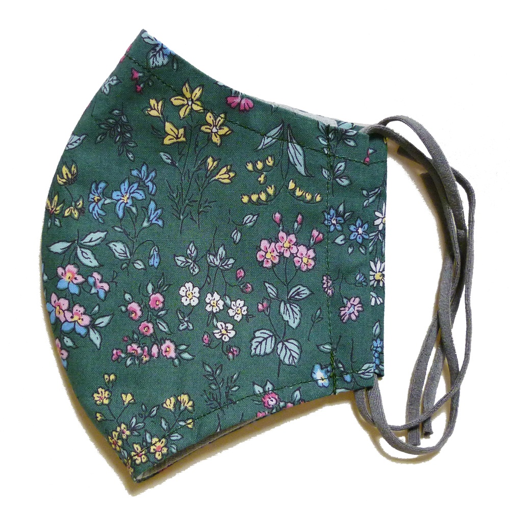 抗ウィルスマスク(緑・花柄)