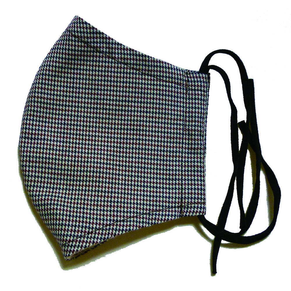 秋冬マスク(赤茶色・細かい千鳥格子柄)