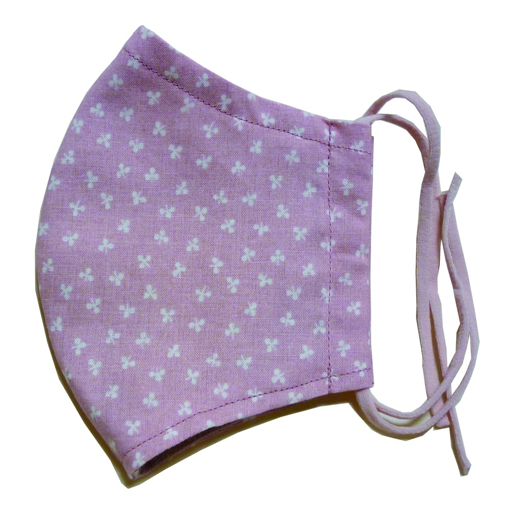 抗ウィルスマスク(クローバー柄・ピンク地に白)