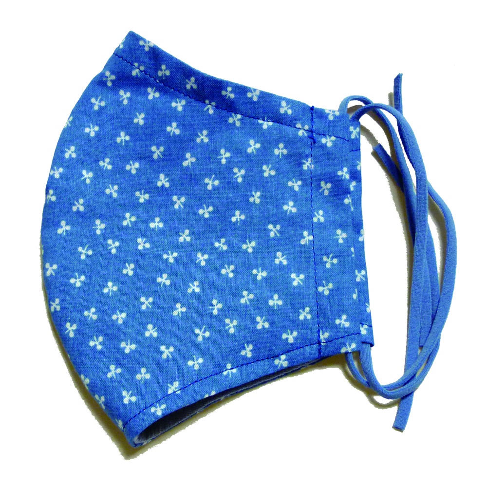 抗ウィルスマスク(クローバー柄・ブルー地に白)