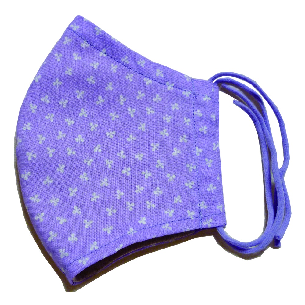 抗ウィルスマスク(クローバー柄・ラベンダー色地に白)