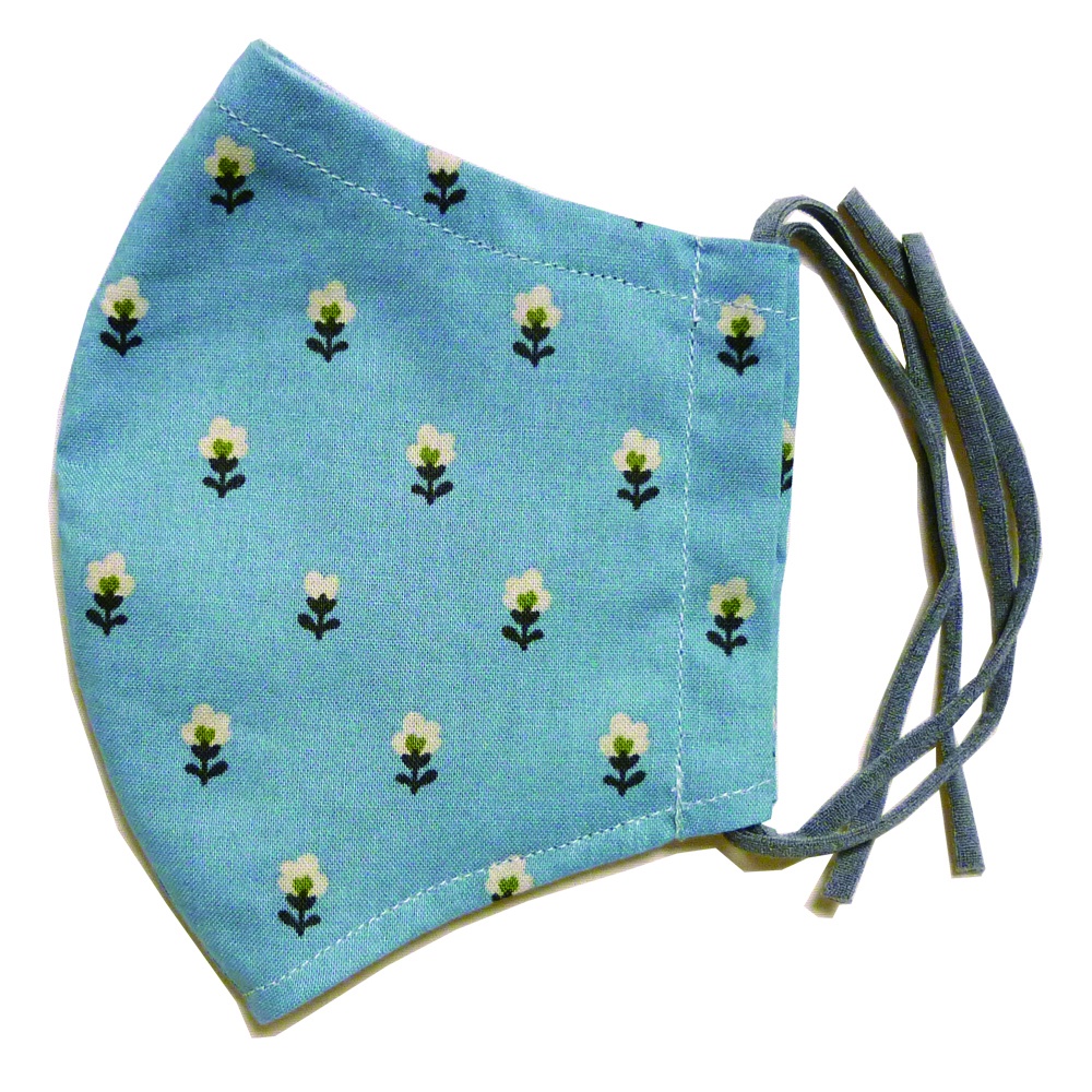 北欧柄マスク(水色・花)