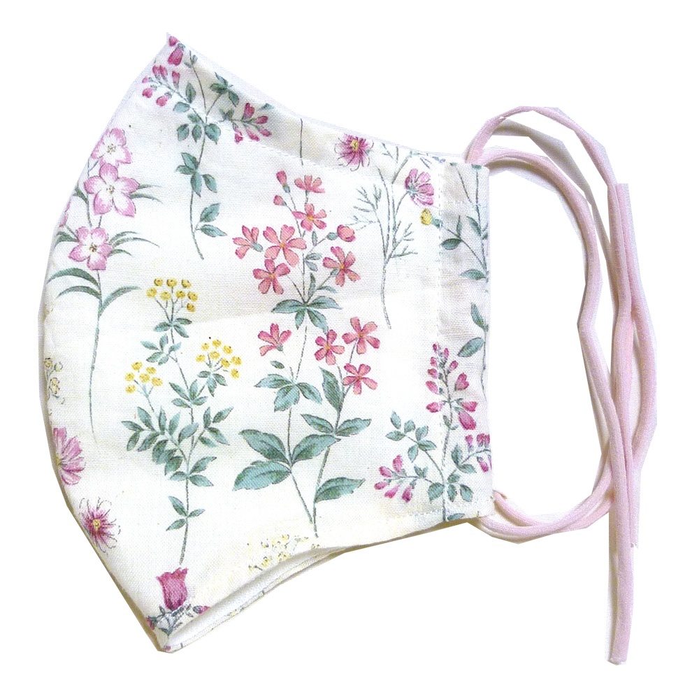 涼しい夏マスク ①ボタニカル柄 ピンク