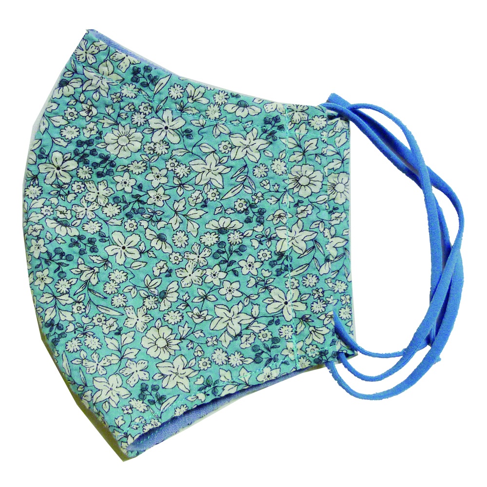 涼しい夏マスク ⑧水色フラワー