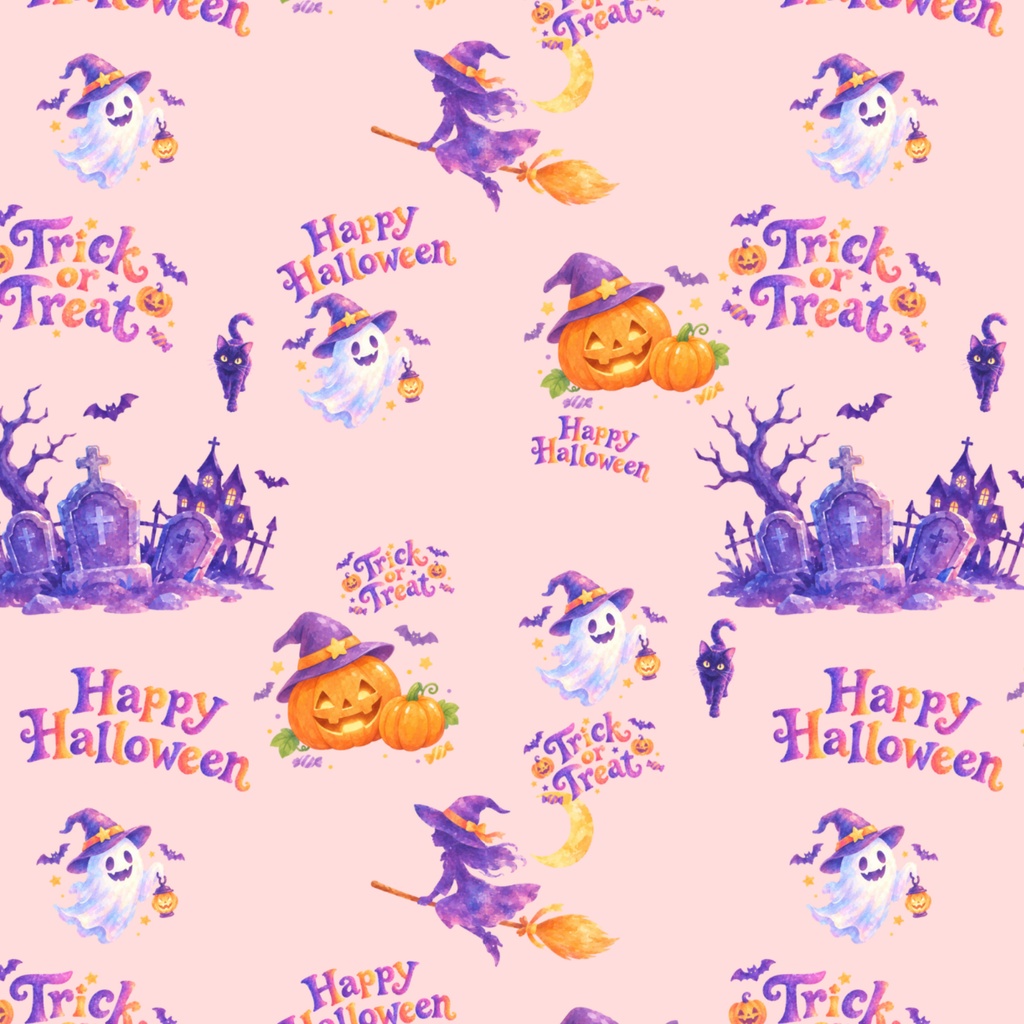 Kawaii Halloween Digital Paper|可愛くてポップなハロウィン デジタルペーパー