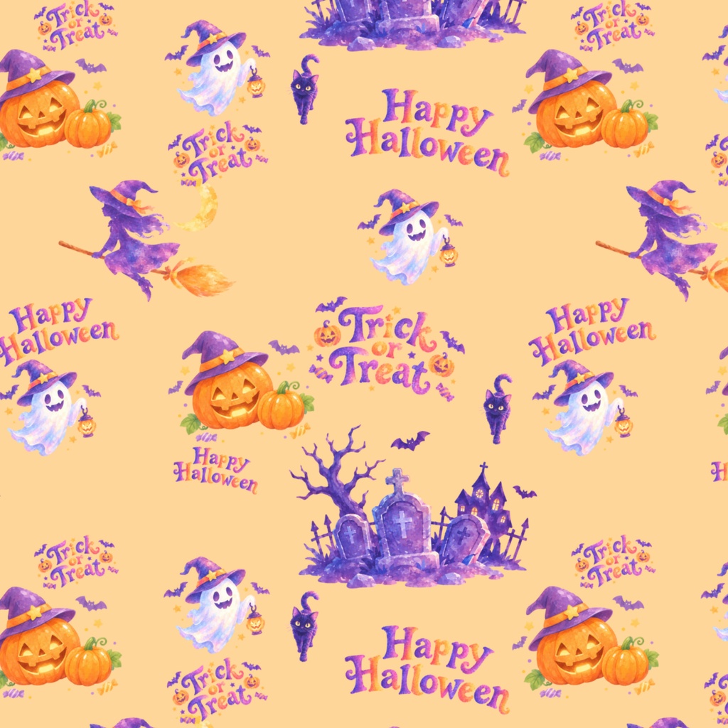 Kawaii Halloween Digital Paper|可愛くてポップなハロウィン デジタルペーパー