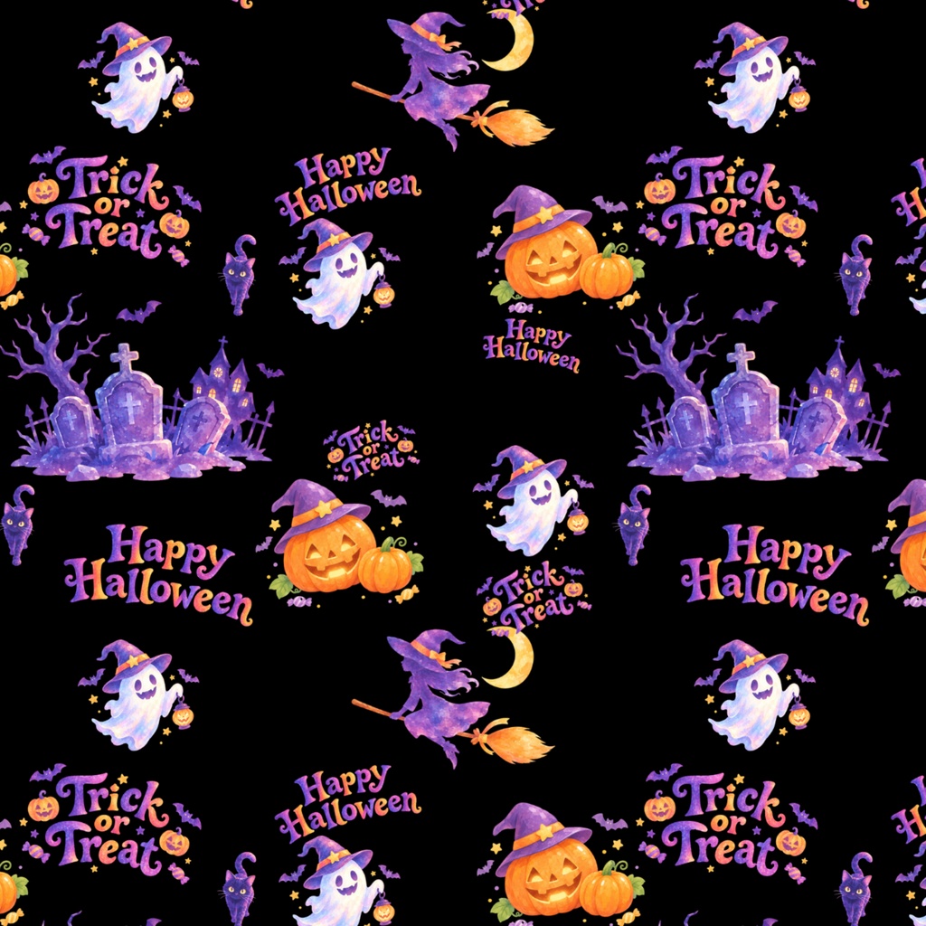 Kawaii Halloween Digital Paper|可愛くてポップなハロウィン デジタルペーパー