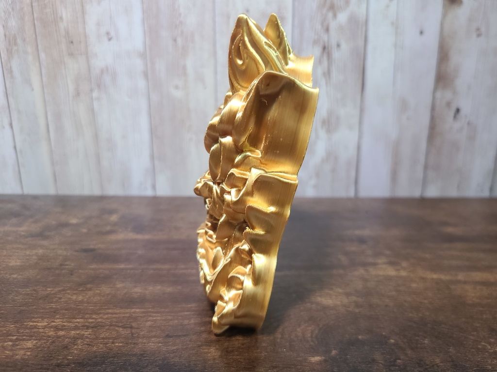 鬼瓦-金- (Mad Mini Onigawara)高さ12.5cm【インテリア クールな壁掛け 3Dプリンター】