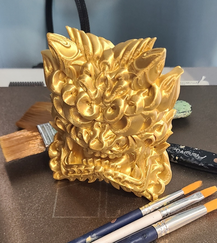 鬼瓦-金- （Mad Mini Onigawara）高さ12.5cm【インテリア　クールな壁掛け　３Dプリンター】