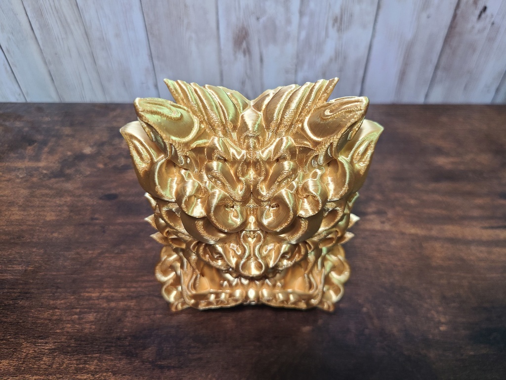 鬼瓦-金- (Mad Mini Onigawara)高さ12.5cm【インテリア クールな壁掛け 3Dプリンター】