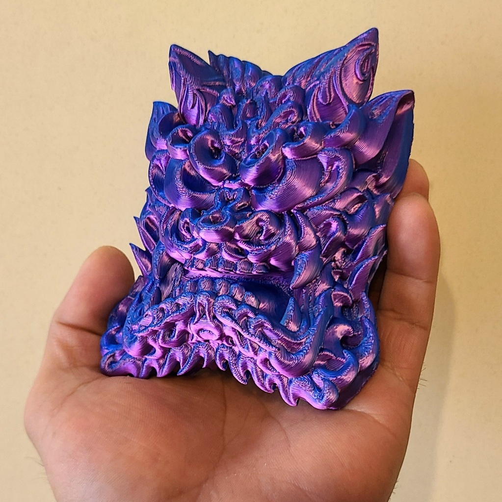 鬼瓦-紫×ブルー- （Mad Mini Onigawara）高さ12.5cm【インテリア　クールな壁掛け　３Dプリンター