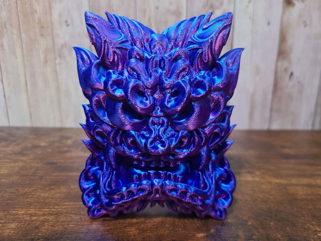 鬼瓦-紫×ブルー- (Mad Mini Onigawara)高さ12.5cm【インテリア クールな壁掛け 3Dプリンター