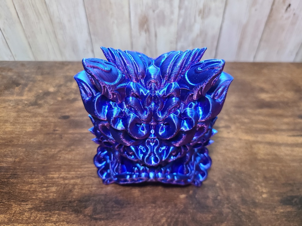 鬼瓦-紫×ブルー- (Mad Mini Onigawara)高さ12.5cm【インテリア クールな壁掛け 3Dプリンター