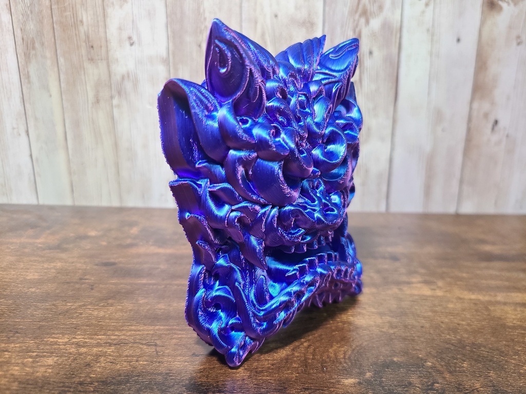 鬼瓦-紫×ブルー- (Mad Mini Onigawara)高さ12.5cm【インテリア クールな壁掛け 3Dプリンター